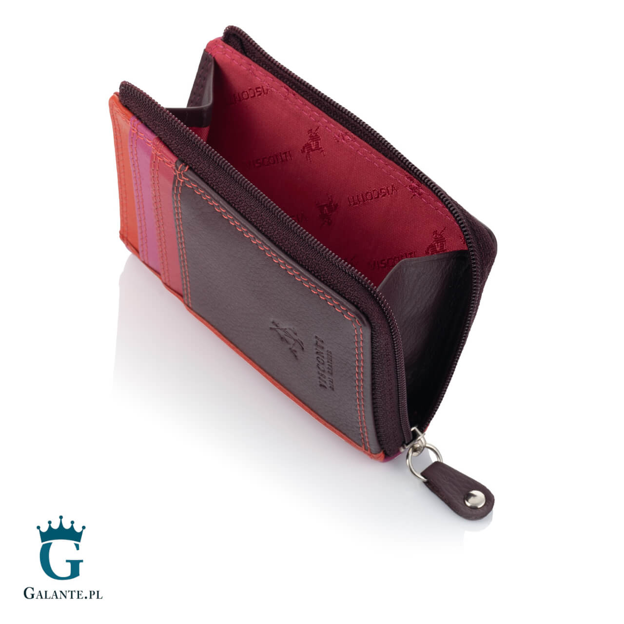 3 Kolorowy portfel damski na bilon i karty Visconti RB-110 – śliwkowy