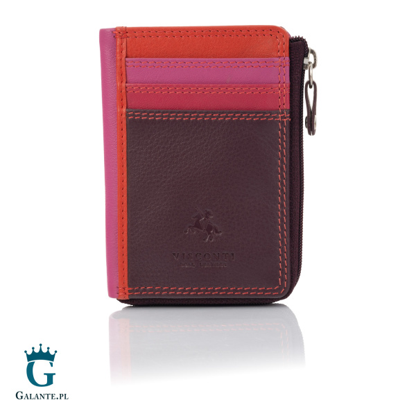 Kolorowy portfel damski na bilon i karty Visconti RB-110 – śliwkowy