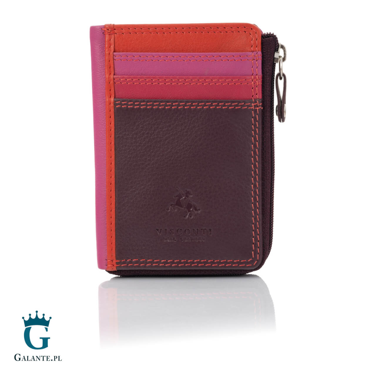 Kolorowy portfel damski na bilon i karty Visconti RB-110 – śliwkowy