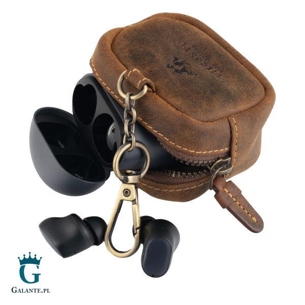 Skórzane etui na słuchawki Visconti RB-115 – brązowe