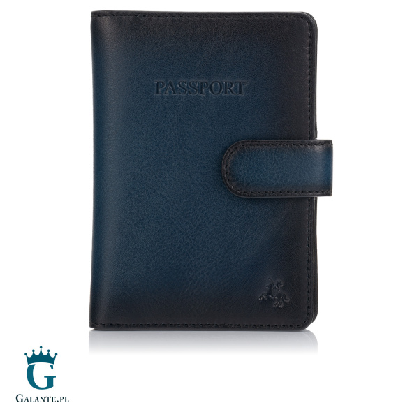 Skórzane etui na paszport Visconti Atelier AT-74 – granatowy