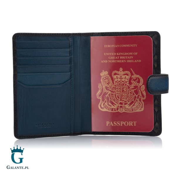Skórzane etui na paszport Visconti Atelier AT-74 – granatowy