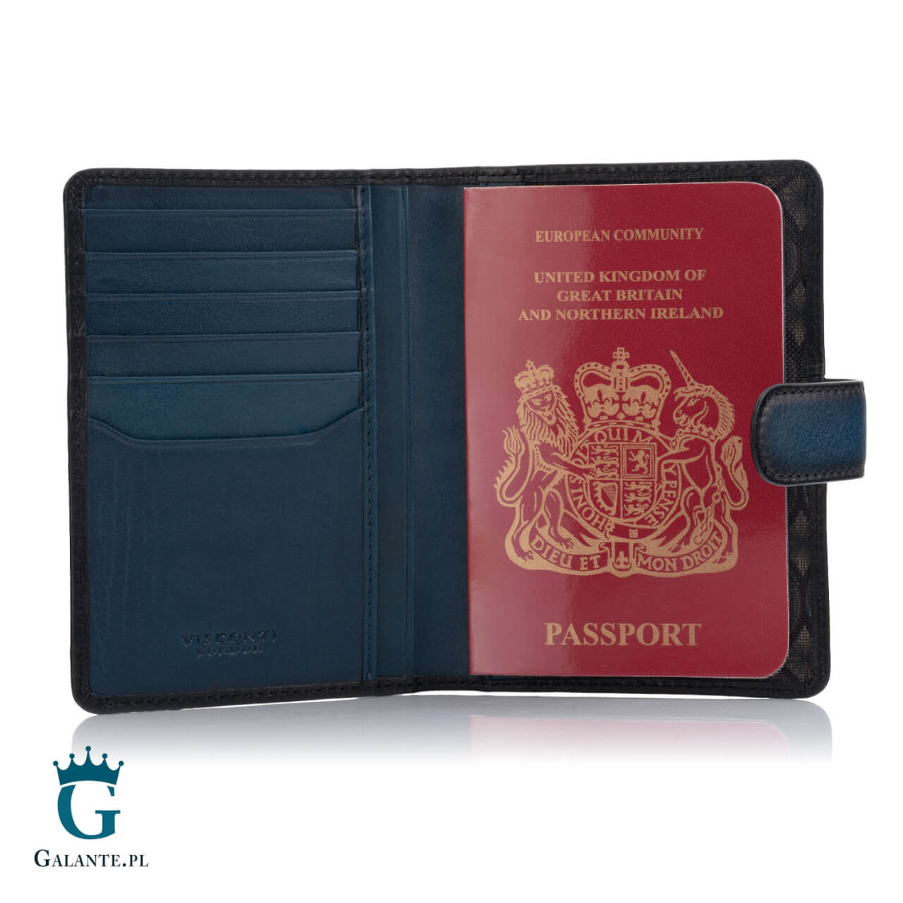 2 Skórzane etui na paszport Visconti Atelier AT-74 – granatowy