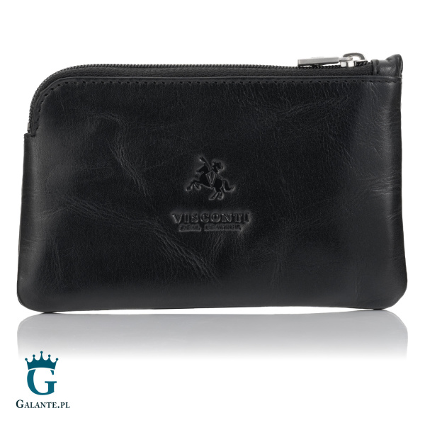 Skórzana bilonówka z łańcuszkiem na klucze Visconti MZ-19