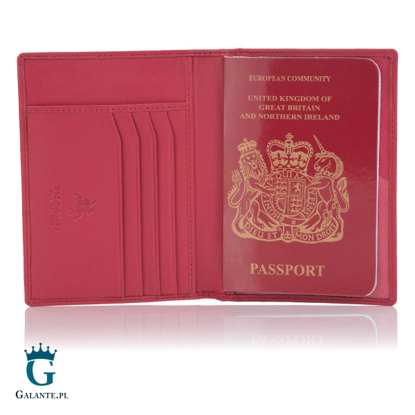 Skórzane etui na paszport Visconti V-2201 RFID – różowy