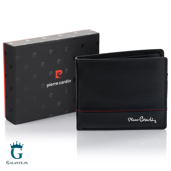 Mały portfel męski Pierre Cardin YS605 8825 z RFID – czarno-czerwony