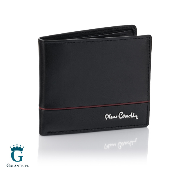 Mały portfel męski Pierre Cardin YS605 8825 z RFID – czarno-czerwony