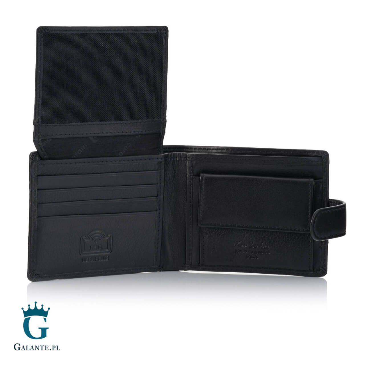 1-2 Mały skórzany portfel męski Pierre Cardin YS605 8825A czarno-czerwony