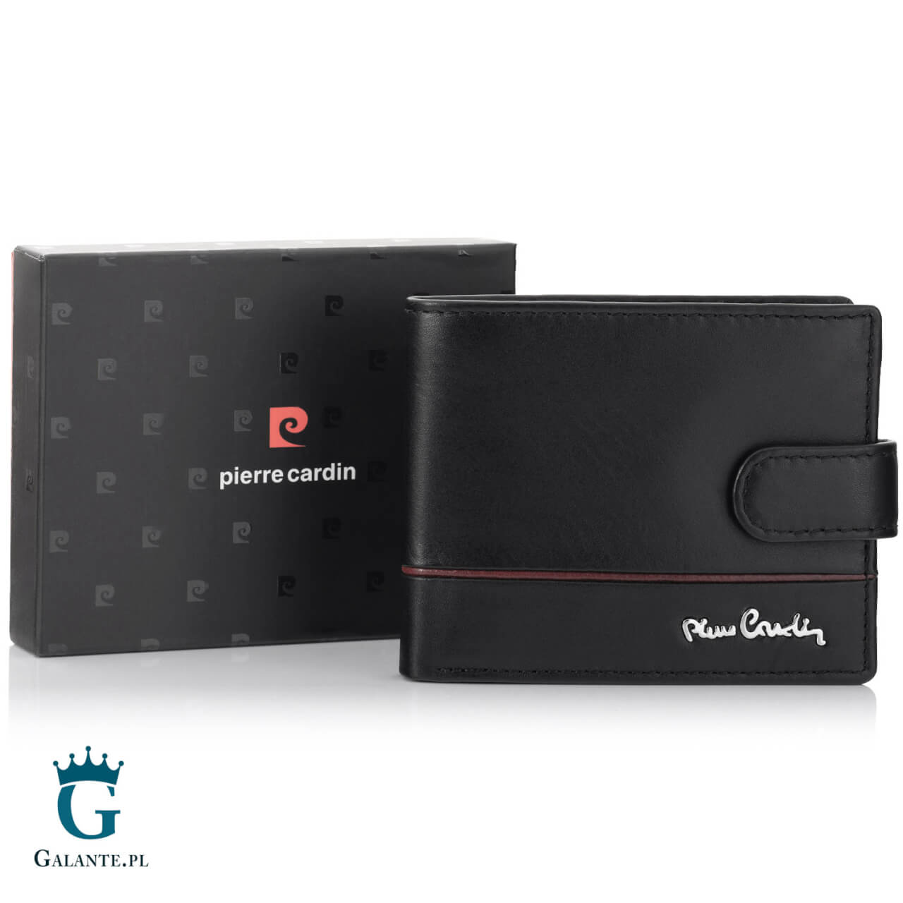 Mały portfel męski Pierre Cardin YS605 8825 z RFID – czarno-czerwony