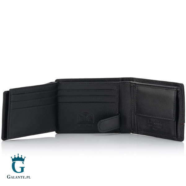Mały elegancki skórzany portfel męski Pierre Cardin YS605 323 czarno-czerwony