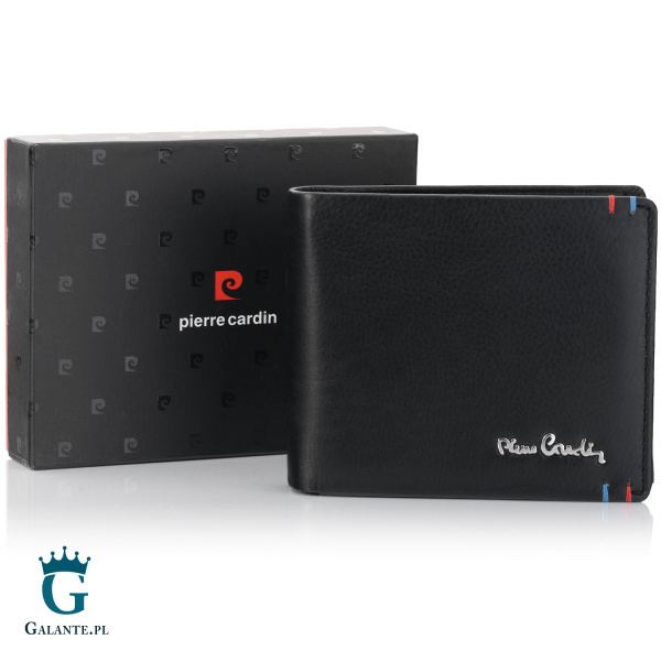 Mały portfel męski Pierre Cardin z przeszyciami YS606 323 z RFID