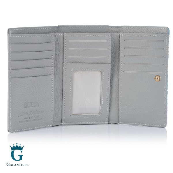 Portfel damski malowany w kwiaty PETERSON niebieski