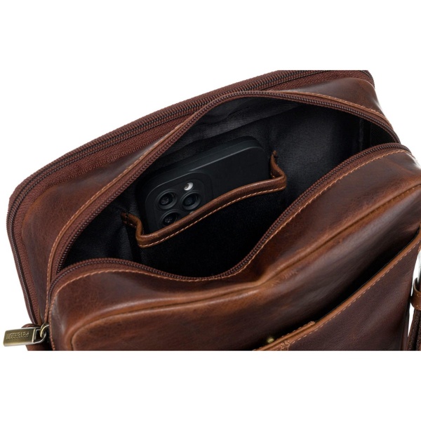 Skórzana listonoszka saszetka męska PETERSON 117 brązowa woskowana