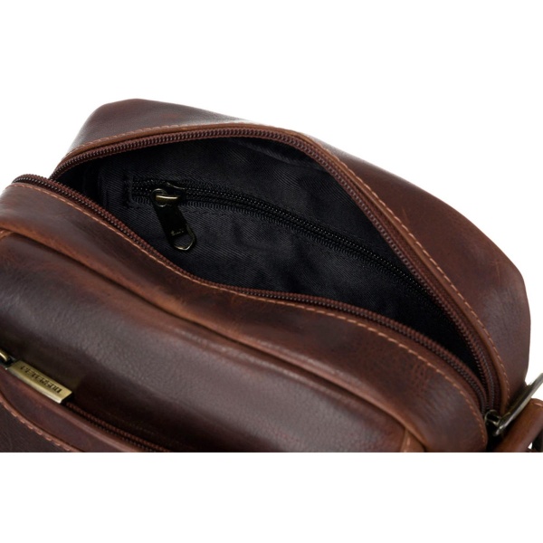 Skórzana listonoszka saszetka męska PETERSON 117 brązowa woskowana