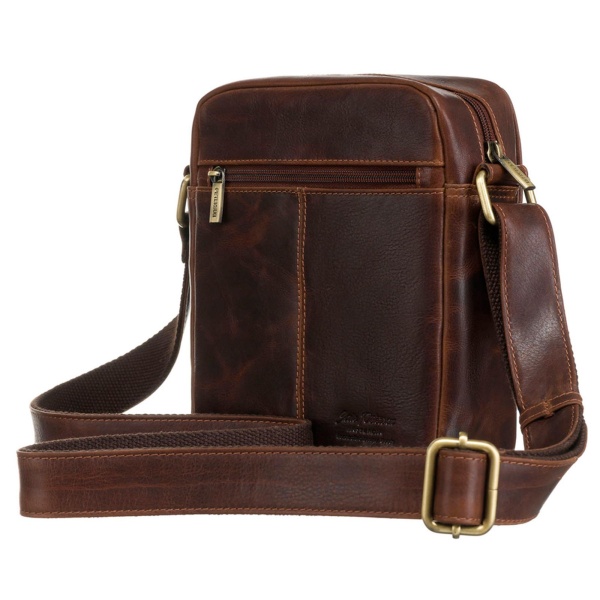 Skórzana listonoszka saszetka męska PETERSON 117 brązowa woskowana