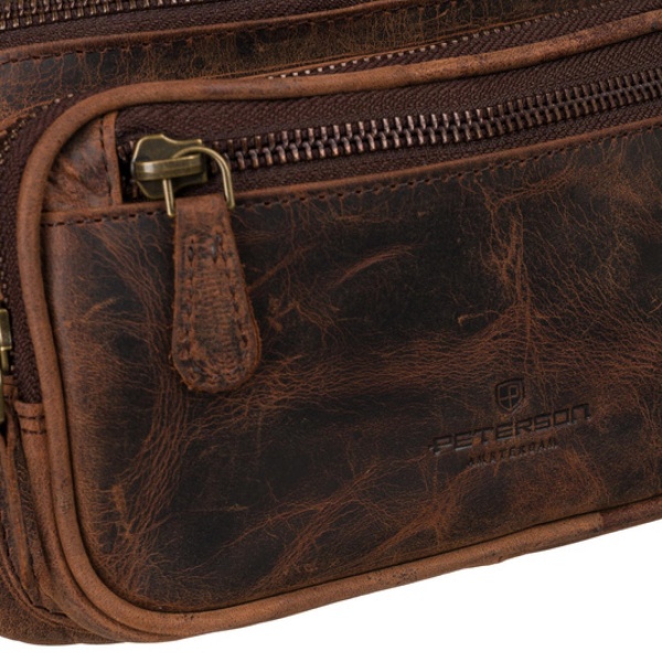 Brązowa nerka męska ze skóry nubuk PETERSON 2506