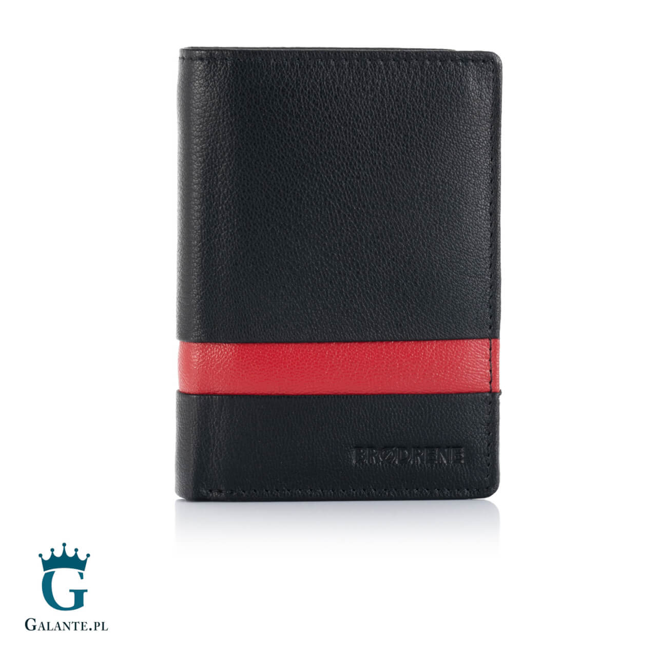 5 Elegancki portfel męski skórzany Brodrene G-117 czarno-czerwony