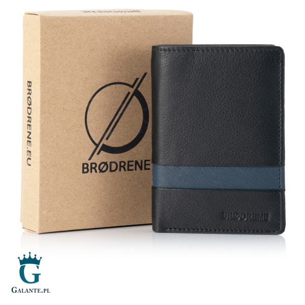 Elegancki portfel męski skórzany Brodrene G-117 – niebieski