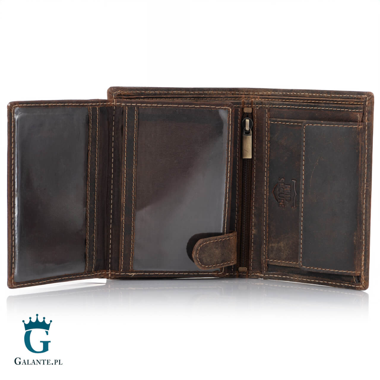 13 Zgrabny portfel męski ze skóry nubuk Brodrene G-29 brązowy