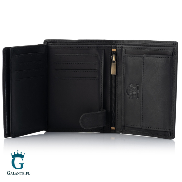 Zgrabny portfel męski ze skóry nubuk Brodrene G-29 czarny
