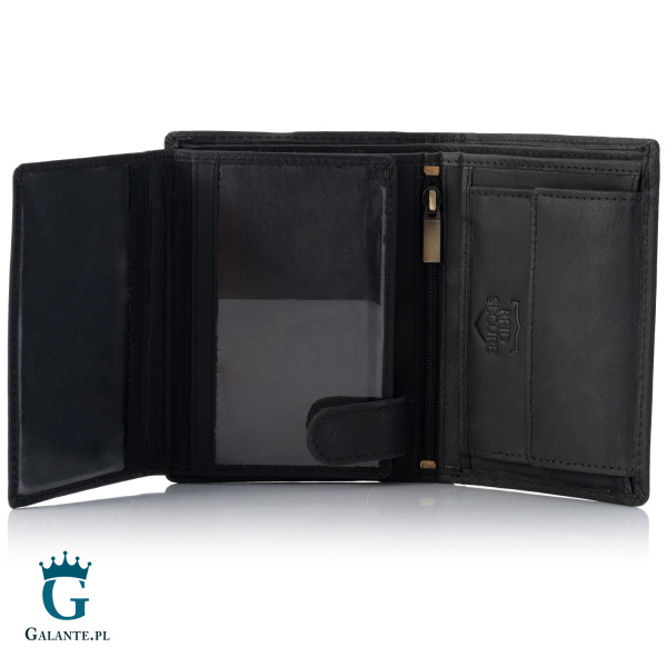 Zgrabny portfel męski ze skóry nubuk Brodrene G-29 czarny