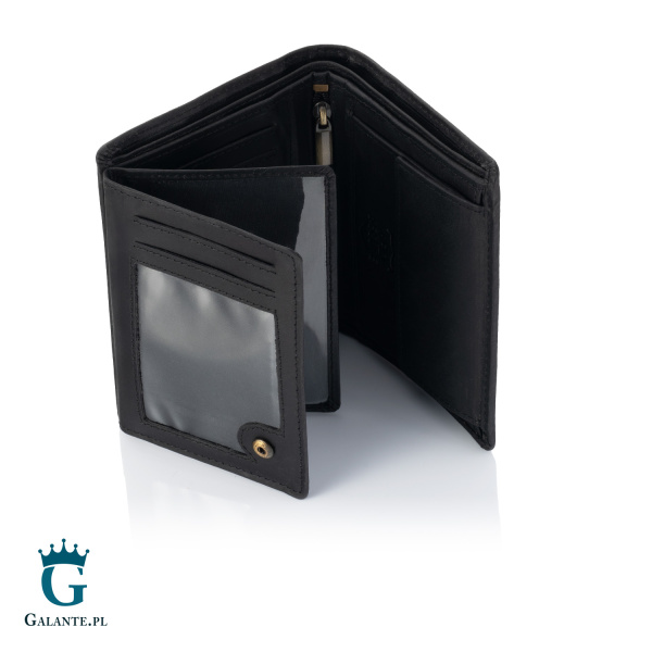 Zgrabny portfel męski ze skóry nubuk Brodrene G-29 – czarny