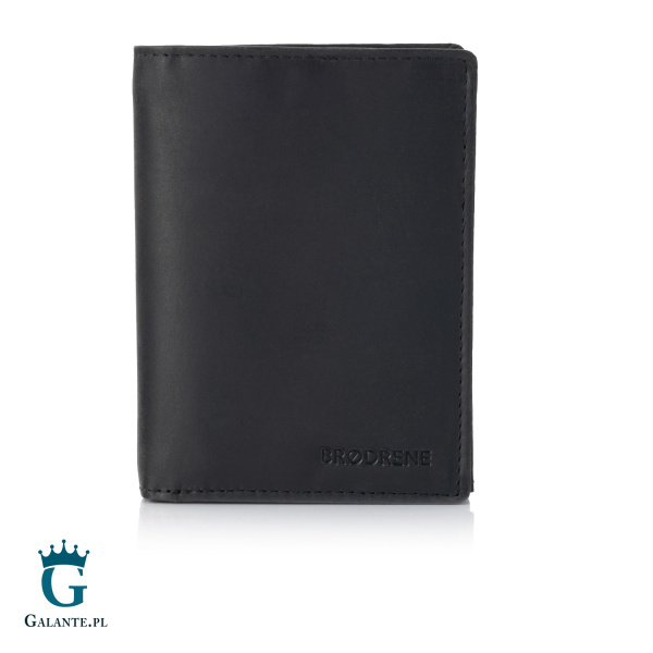 Zgrabny portfel męski ze skóry nubuk Brodrene G-29 – czarny