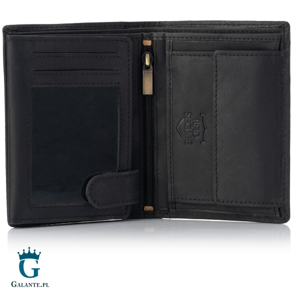 Zgrabny portfel męski ze skóry nubuk Brodrene G-29 czarny