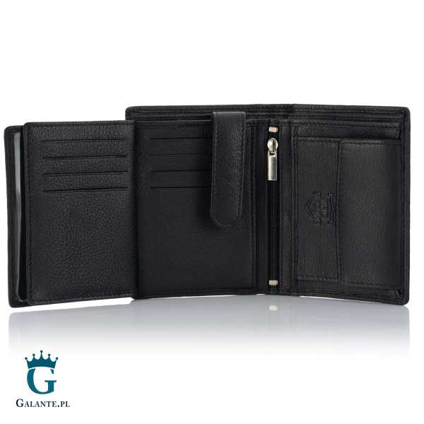 Pojemny portfel męski skórzany Brodrene G-10 – czarny