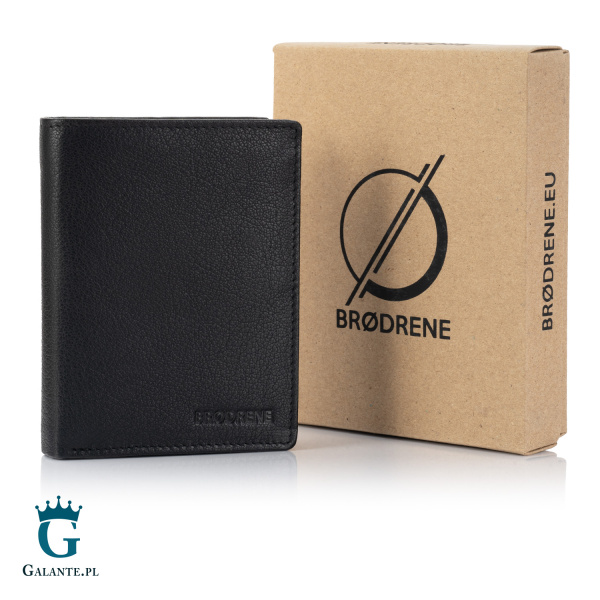 Pojemny portfel męski skórzany Brodrene G-10 – czarny