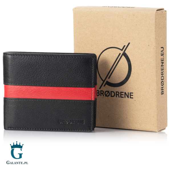 Portfel męski skórzany Black & Red Brodrene G-95 – czarny