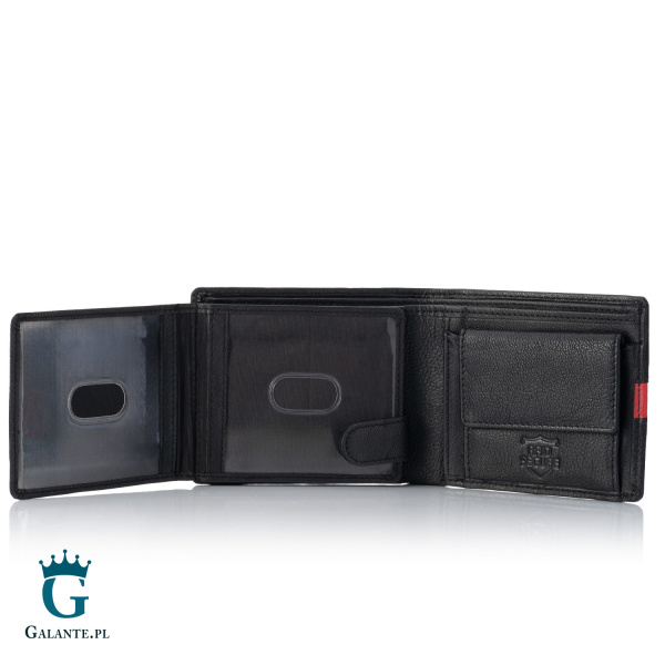 Portfel męski skórzany Brodrene G-95 czarno-czerwony