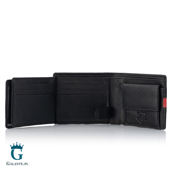 Portfel męski skórzany Brodrene G-95 czarno-czerwony