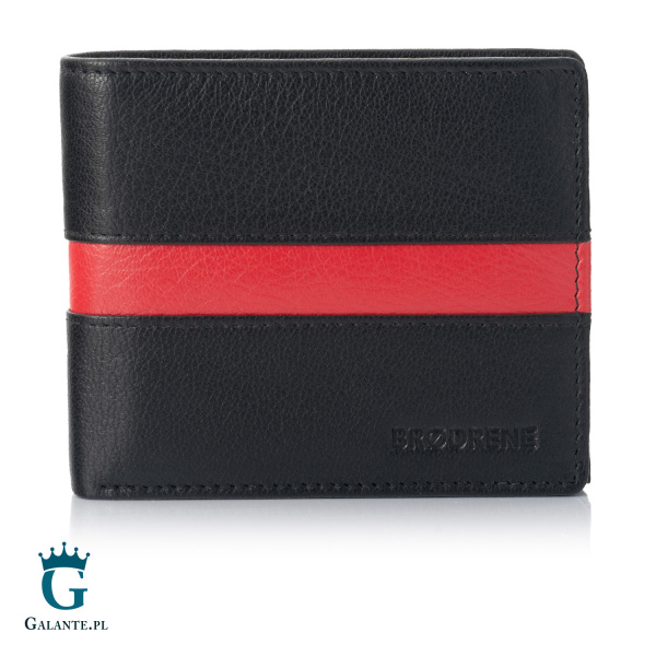 Portfel męski skórzany Brodrene G-95 czarno-czerwony