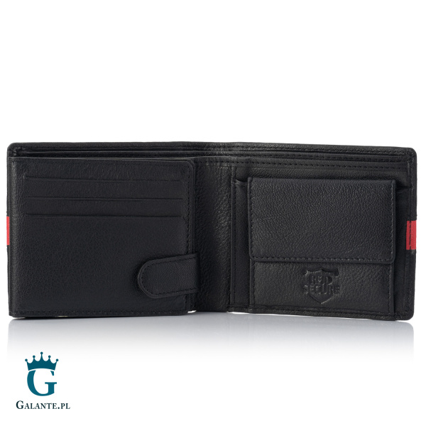 Portfel męski skórzany Brodrene G-95 czarno-czerwony