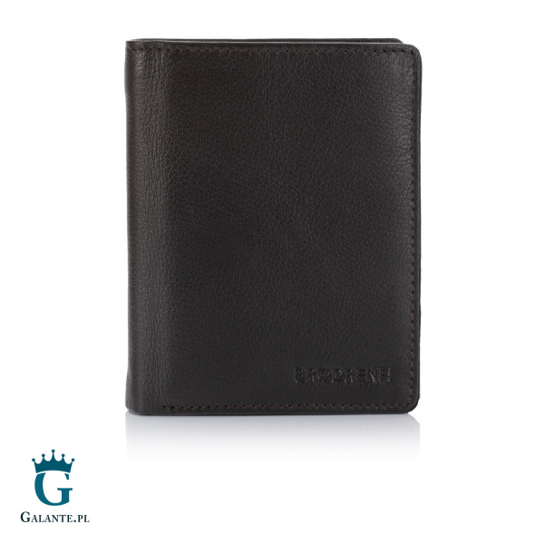 Pojemny portfel męski skórzany Brodrene G-10 – ciemny brąz