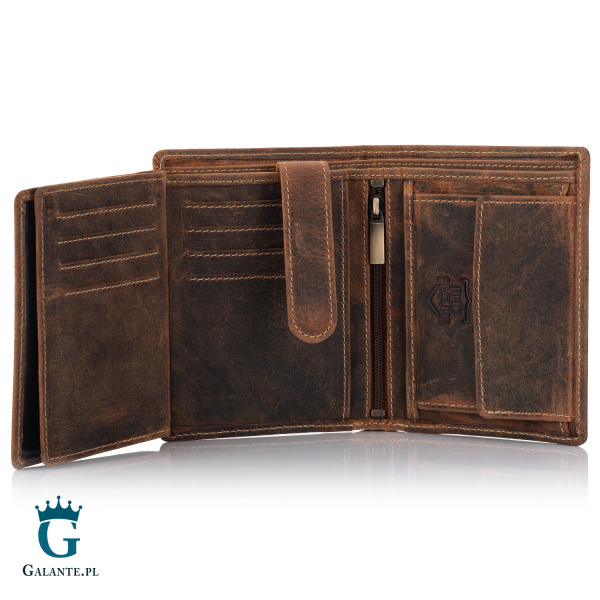 Pojemny skórzany portfel męski Brodrene Hunter G-10 – brązowy