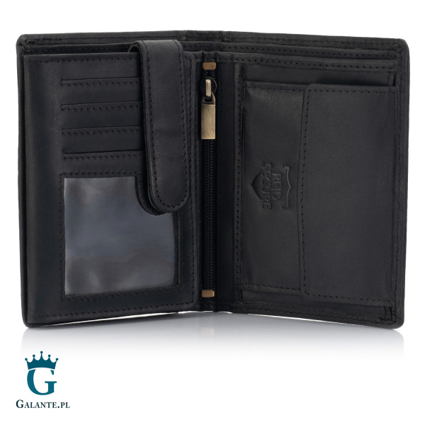 Pojemny skórzany portfel męski Brodrene Hunter G-10 – czarny