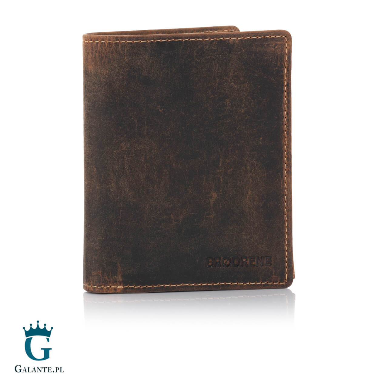 2 Pojemny skórzany portfel męski Brodrene Hunter G-10 – brązowy