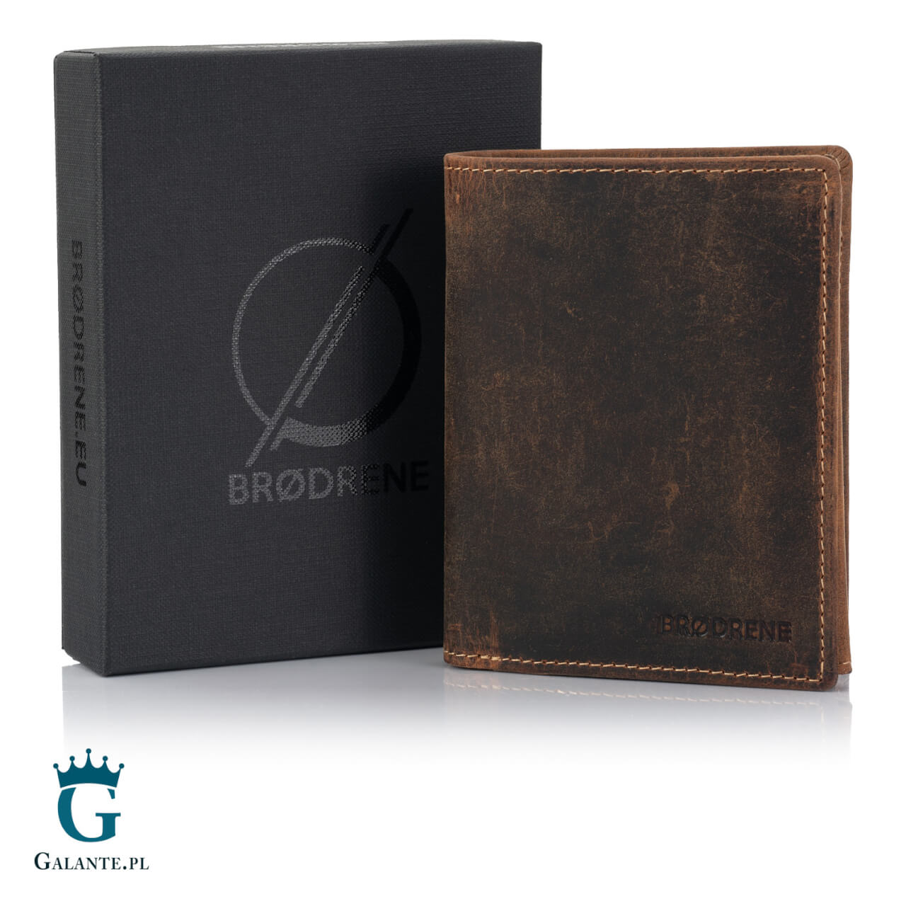 Pojemny skórzany portfel męski Brodrene Hunter G-10 – brązowy