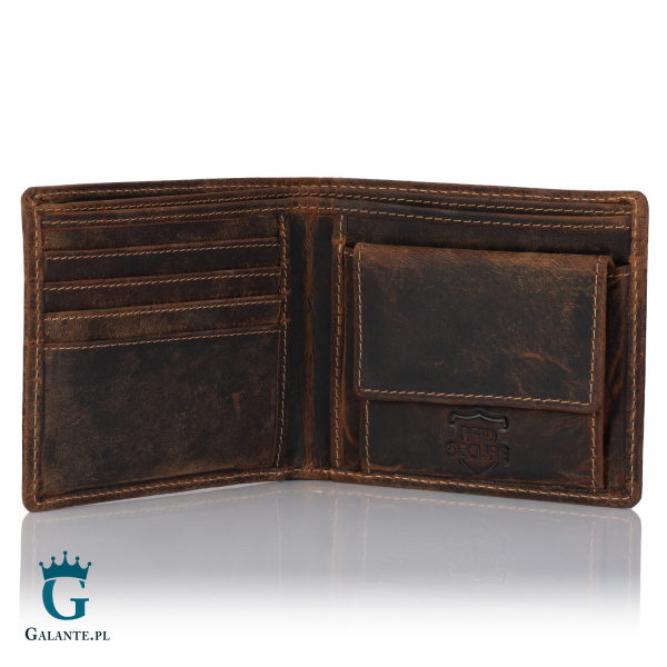 Stylowy portfel męski ze skóry hunter Brodrene G-27 – brązowy