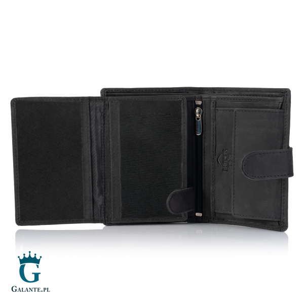 Pojemny portfel męski ze skóry nubuk Brodrene G-28 – czarny