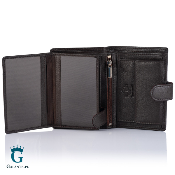 Pojemny portfel męski skórzany Brodrene G-28 – brązowy