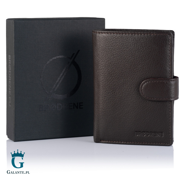 Pojemny portfel męski skórzany Brodrene G-28 – brązowy