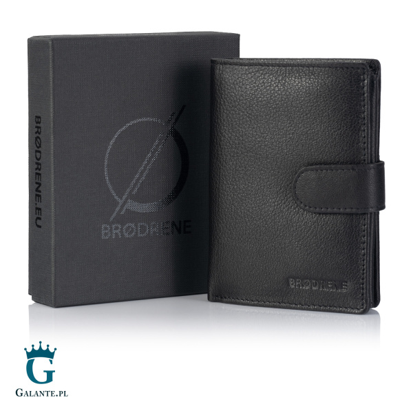 Pojemny portfel męski skórzany Brodrene G-28 – czarny