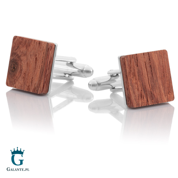 Kwadratowe spinki do mankietów z drewnem GS-345