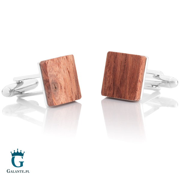 Kwadratowe spinki do mankietów z drewnem GS-345