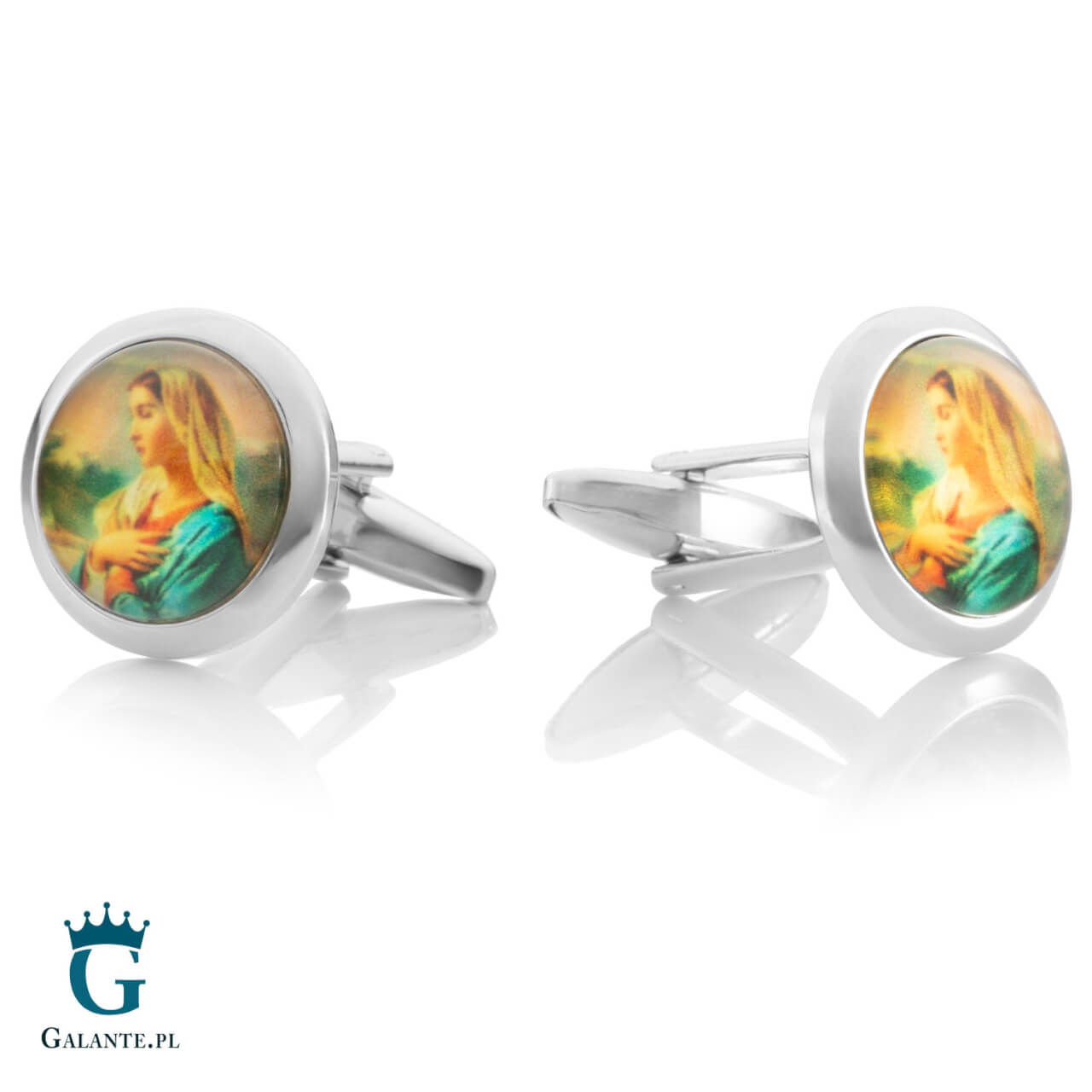 1 Religijne spinki do mankietów Matka Boska