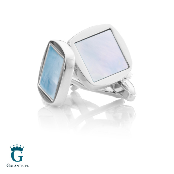 Spinki do mankietów z niebieską masą perłową GS-446