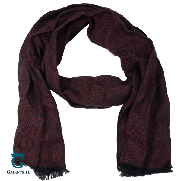 Lekki wełniany szal męski burgund L6311499